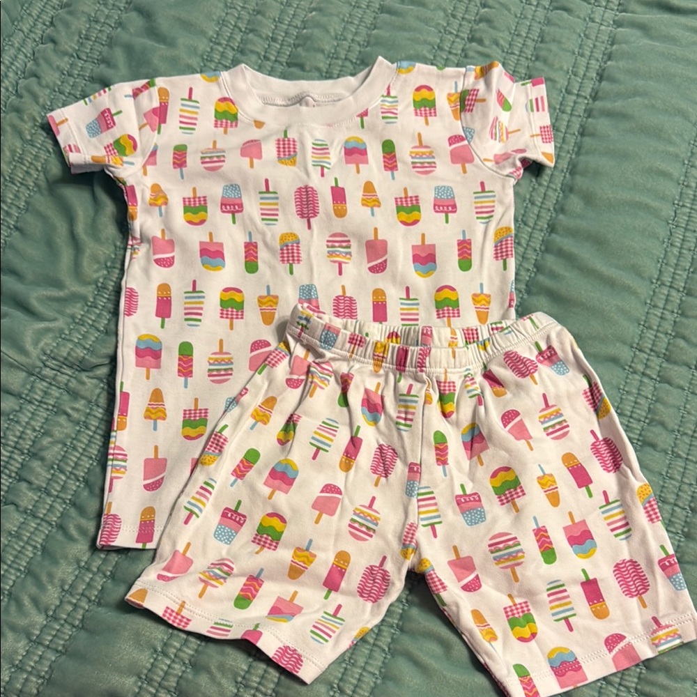 Kissy Kissy Pink and White Pajama Set with Fun Ice Cream Print